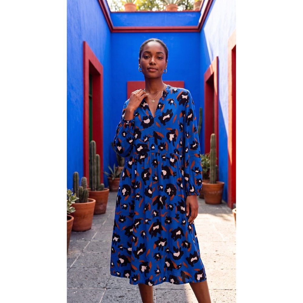 World Market Boho Print Long Sleeve Maxi Dress S/M Summer/Fall Transition